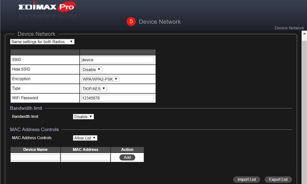 "Same settings for both Radios" (Her iki Radyo için aynı ayarlar) veya "Different settings for each Radio" (Her bir Radyo için farklı ayarlar) seçenekleri arasında seçim yapmak üzere açılır menüyü