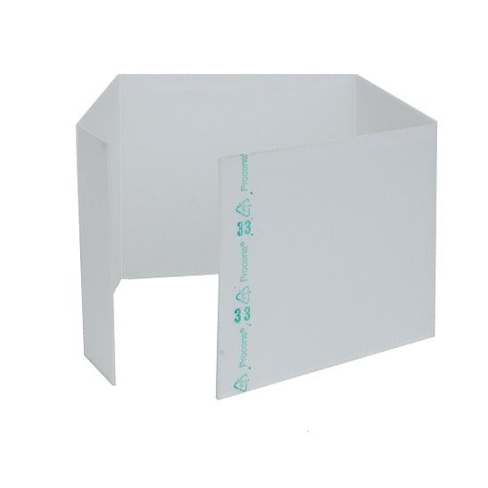 Cardboard collars: Rigid corrugated cardboard with and high quality paper. Plastic collars: Transparent extruded polypropylene. Design Pre-scored fold lines (1).