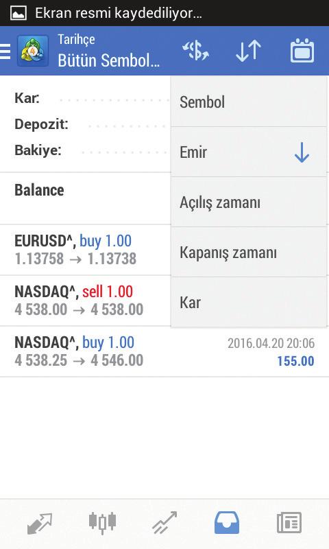 2 Kapatılan Pozisyonları sıralama Resim 8.14 te gösterilen simgeye basarak açılan menüden dilediğiniz sıralamayı seçebilirsiniz. 8 Posta Kutusu İntegral Yatırım Menkul Değerler A.Ş.
