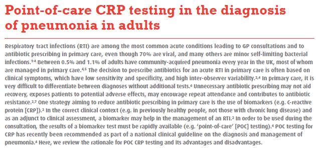 Point of care (POC) CRP testi Önemli komorbiditesi olmayan hastalarda 1.