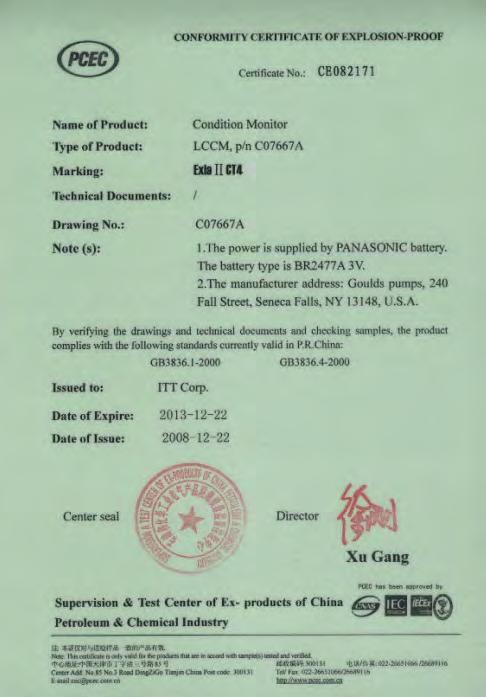 Sertifika: CE veya CE ATEX Çin Uygunluk Belgesi Model