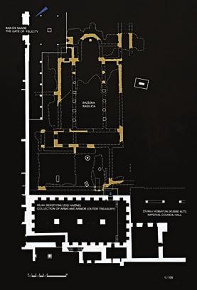 Resim 2. Bazilika ve Dış Hazine binasının vaziyet planındaki yeri. Fig. 2. Position of the basilica and Outer Treasury building on the site plan. Resim 3.