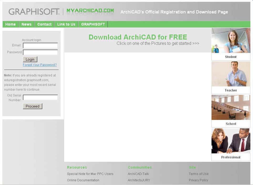 1. ADIM: Web tarayıcınızda myarchicad.com adresini yazarak aşağıdaki sayfaya ulaşırsınız.