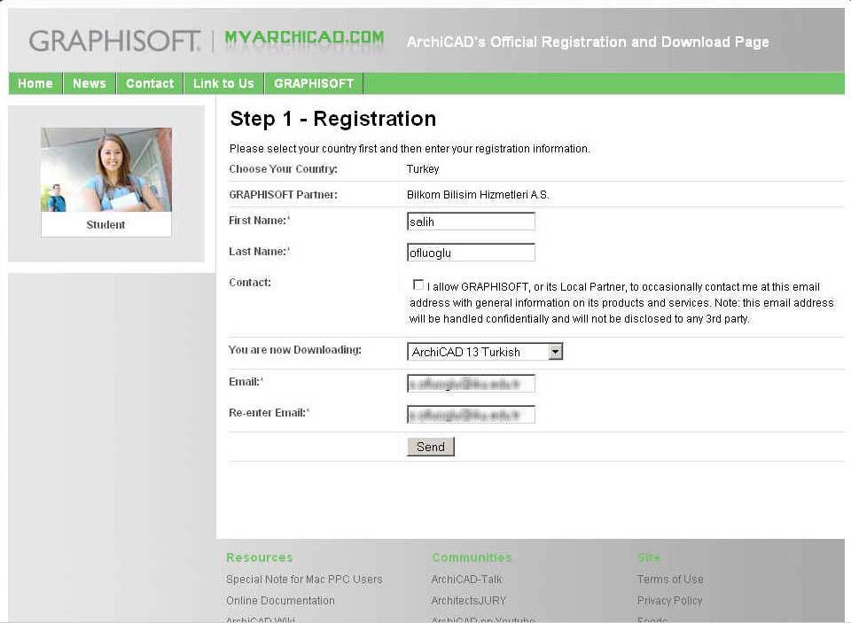 2. ADIM: First Name (Ad) Last Name (Soyad) kutularına kişisel bilgileriniz girersiniz.