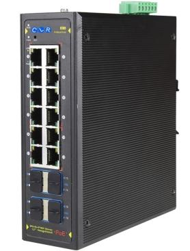 Ethernet RJ45 ve 4Port 10G SFP+ Slot olmak üzere toplam 16 Port Endüstriyel Tip Yönetilebilen Gigabit Ethernet Ağ Anahtarıdır. Her bir RJ45 portundan 15.4/25.4 watt PoE güç verir.