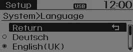 تعرف عىل سيارتك Language )اللغة( تستخدم هذه القامئة لضبط لغة العرض. حدد ]Language[ )اللغة( t واضبط من خالل قرص التوليف.