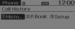 تعرف عىل سيارتك قائمة اهلاتف )بالنسبة إىل طراز نظام بيانات الراديو( اضغط عىل مفتاح PHONE لعرض ثالث قوائم Phone املكاملات( وbook Call )سجل History ( )دفرت الهاتف( وSetup Phone )إعداد الهاتف((.