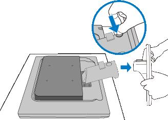 Stand tablasını Çıkarma Monitörün ön yüzünü güvenli bir alana yerleştirin, serbest bırakma düğmesine basın ve stand tablasını