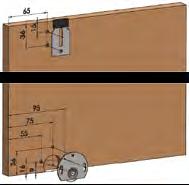 Light sliding door mechanism for 30 kg carrying capacity. Suitable for 18 mm doors. Works with poliamide covered roller at the bottom.