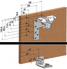 Kapak boyları dolap alt ve üst tablasından 95 mm uzun olmalıdır. Alt baza dolap yüzeyinden 49 mm içeride olmalıdır.