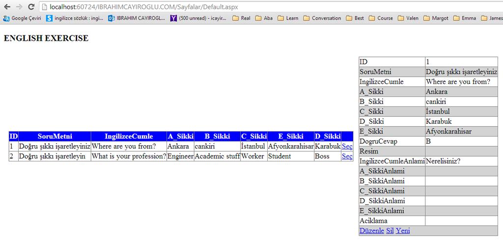 İNTERNET TABANLI PROGRAMLAMA- 13.ders A-GRIDVIEW, DETAILSVIEW, ACCESSDATASOURCE NESNELERİ İLE BİLGİ GÖRÜNTÜLEME Asp.Net kodları <%@ Page Language="C#" AutoEventWireup="true" CodeFile="Default.aspx.