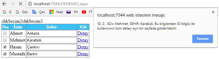 B-GRIDVIEW SÜTÜNLARINI PROGRAMLANABİLİR OLUŞTURMA Deneme.aspx <%@ Page Language="C#" AutoEventWireup="true" CodeFile="DENEME.aspx.cs" Inherits="DENEME" %> <!DOCTYPE html> <html xmlns="http://www.w3.