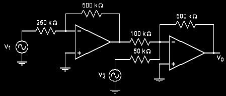 Va INVERTING SUMMING Calculate the output voltage, V O if V 1 = V 2 = 700 mv Va = -(500/250) 0.