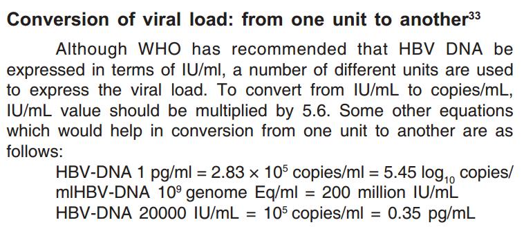 Farklı HBV DNA ölçüm değerlerinde dönüştürme nasıl