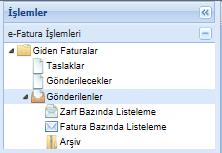 Listede istenen fatura üzerine çift tıklanarak fatura içeriği görüntülenebilir.