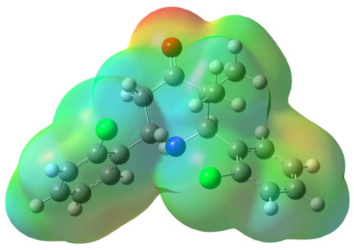 Cis-2,6-bis(2-klorofenil)-3,3-dimetilpiperidin-4-one bileşiği 44.7 ve 20 ppm de NMR sinyali verdikleri bildirilmiştir [9]. B3LYP yöntemi kullanılarak bu atomların sırasıyla 49.56 ve 55.