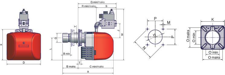 IDEA Serisi Doğal Gaz Brülörleri Paket Ebatları (mm) Tip L P H kg NG35..S 280 265 400 10 NG35.