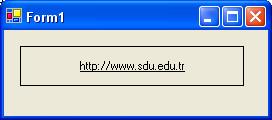 gösterebilirsiniz. Diğer tüm özellikleri label ile hemen hemen aynı. Bilgiler Text özelliğinde string olarak tutulur. linklabel1.text= this.text; private void Form1_Load(object sender, System.