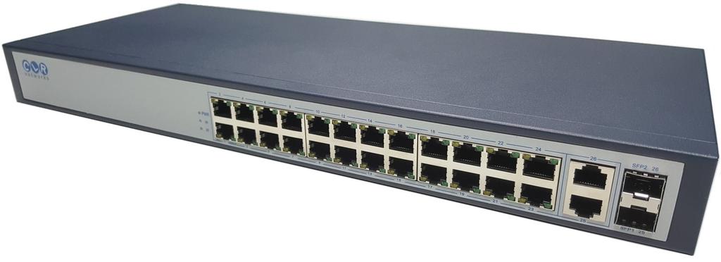 26port Rack montajına uygun 1U yönetilemez POE switchdir. CCTV IP Güvenlik kameraları, IP Telefon ve AP'lere ağ kablosu üzerinden enerji verir.