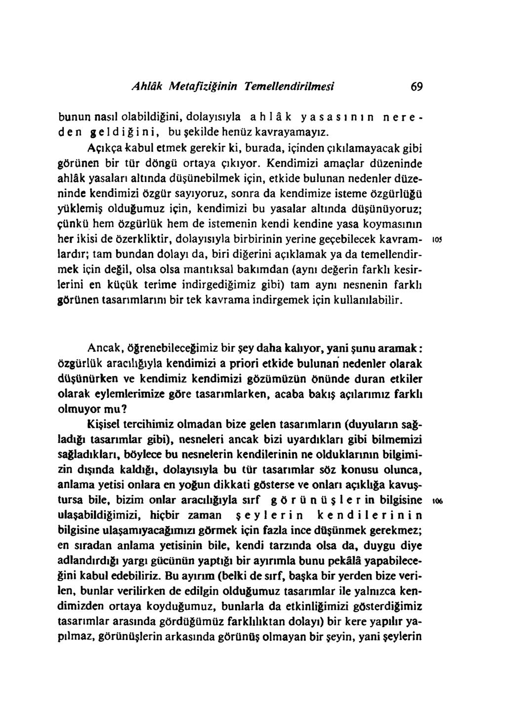 Ahlâk Metafiziğinin Temellendirilmesi 69 bunun nasıl olabildiğini, dolayısıyla ahlâk yasasının nereden g e l d i ğ i n i, bu şekilde henüz kavrayanlayız.