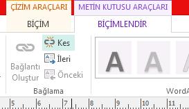 Metnin içine sığmasını istediğiniz metin kutusunu seçin veya taşan metin için yeni bir metin kutusu oluşturmak üzere sayfada