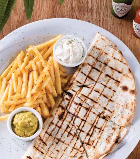 quesadilla club sandviç DÜRÜMLER MANTARLI DÜRÜM Tavuklu 26,00 Etli 32,00 Jülyen tavuk veya dana et parçaları, mantar, biber, soğan, coleslaw ve parmak patates ile ACILI