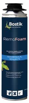 RemoFoam PU KÖPÜK TEMİZLEYİCİSİ Bostik RemoFoam, poliüretan köpük ve köpük tabancası temizleyicisidir.