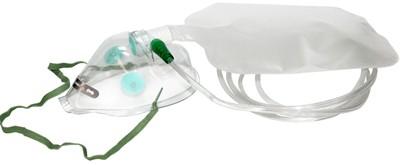 Yeniden solumalı O2 maskesi 10 L/dk akımla % 50-60 O2 sağlar Gelen oksijen rezervuarda birikir Ekshale edilen