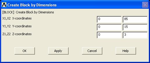 2.2. Parçanın Modellenmesi Preprocessor > Modeling > Create > Volumes > Block > By Dimensions