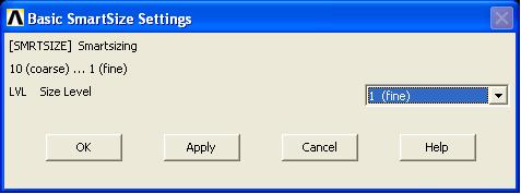 Preprocessor > Meshing > Size Cntrls > Smart size > Basic tıklanır.