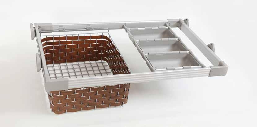 HARMONIC HASIR SEPETLİ ÜÇ KUTULU MODÜL HARMONIC WICKER BASKET MODULE WITH THREE BOX Mat eloksal alüminyum, ABS plastik, metal