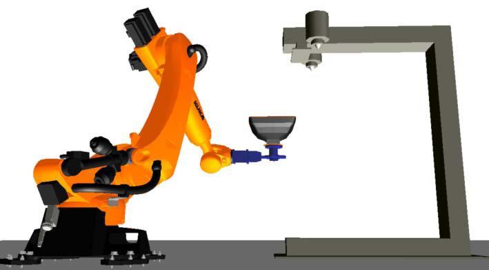 3. Bölüm: Temel Robot Kullanımı 3.11. Harici Alet ile Endüstriyel Robot Hareketi Şekil 3.20 de Endüstriyel Robotta Harici Alet (Sabit Duran Alet) kullanımı görülmektedir. Şekil 3.20. Sabit Duran Aletle manuel sürüş 3.