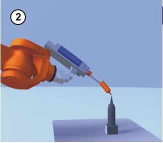 Robot kontrol ünitesi, farklı Flanş pozisyonlarından yararlanarak TCP'yi hesaplamaktadır.