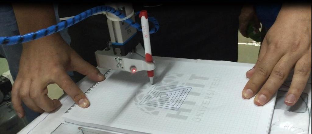 ERPE-METEG No U 9-4 Konu Çevrim Kontrol Komutlarının Robot Programlarında Kullanılması (Sarmal Labirent Çizimi) Yukarıda görüldüğü gibi; Robotun kağıt seviyesine inerek Sarmal Labirent çizmesi ve