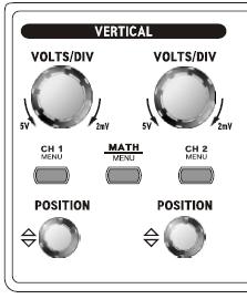 Dijital Osiloskop Kullanımı DİKEY EKRAN AYARLARI VOLTS/DIV (CH1, CH ): Ekrandaki dalga biçiminin dikey ölçeğini ayarlar.