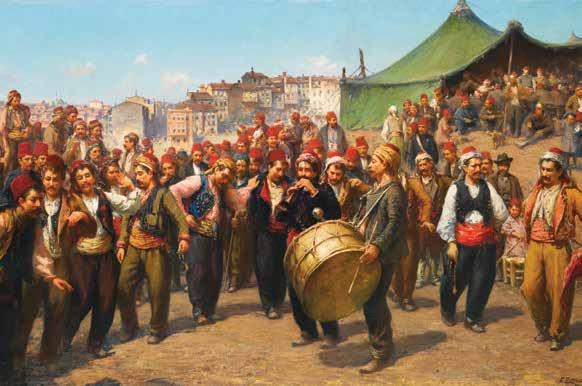 Fausto Zonaro nun (1854-1929) Osmanlı da Bayram isimli tablosu. Osmanlı da Bayram (Bayram Fest bei den Osmanen), Werk von Fausto Zonaro (1854-1929).