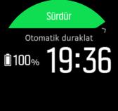 Otomatik duraklat Otomatik duraklatma özelliği, hızınız 2 km/saatten (1,2 mph) düşük olduğunda egzersizinizi kaydetmeyi durdurur.