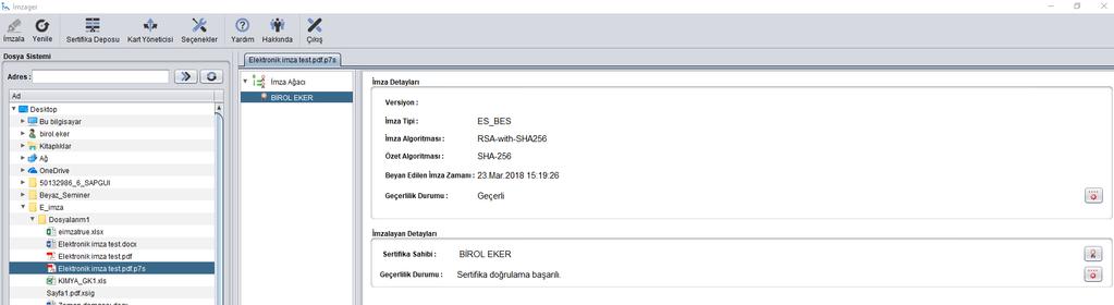 İmzager ile Dosya imzalama örneği :