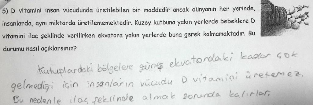 Şekil 4.26: Tam doğru kategorisine örnek öğrenci cevabı (Ö10).