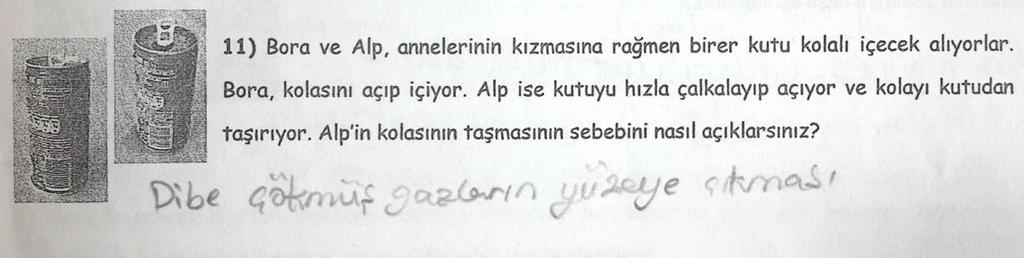 çarpışması ve gazların yüzeye çıkması gibi sorunun içeriği ile bilimsel açıdan çelişen cevaplar, bu kategori altında toplanmıştır.