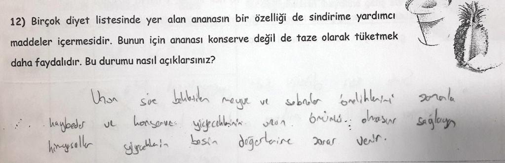 Bu kategoriye örnek olarak Ö11 in ön test cevabı, Şekil 4.78 de gösterilmektedir. Şekil 4.78: Tam doğru kategorisine örnek öğrenci cevabı (Ö11).