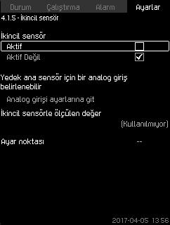 Türkçe (TR) 7.7.8 İkincil sensör (4.1.5) 7.7.9 Saat programı (4.1.6) Şekil 44 İkincil sensör Bu işlev, yüksek dinamik sürtünme kaybının olduğu sabit basınç kontrolünü optimize etmek için tasarlanmıştır.