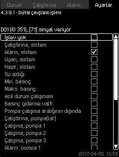 Tüm dijital çıkışlar, sistemdeki fiziki konumları belirlenebilecek şekilde gösterilir.