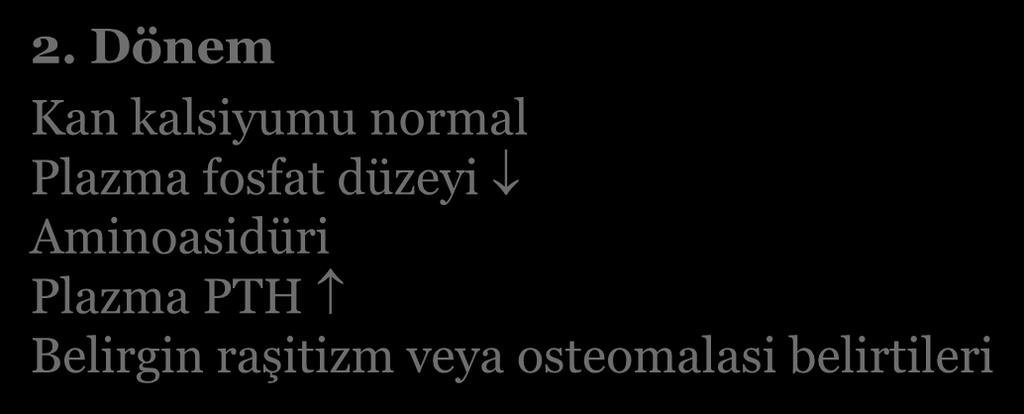 başlayarak normale ulaşır Kemik yoğunluğunda azalma osteoporoz osteomalazi, kemik-kas