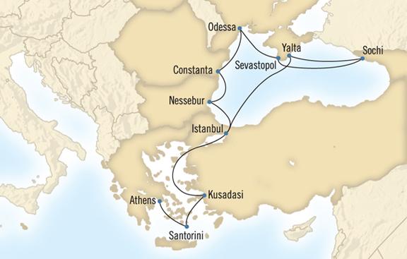 !ekil D.8: Karadeniz Kruvaziyer Gemi Güzergahı Örne"i D.2.4.2. Türkiye için Kruvaziyer Liman Kapasitesi Tahmini Türkiye deki kruvaziyer turizminin oldu"u limanların kapasiteleri tespit edilmi!