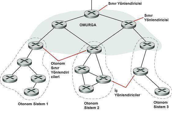 Şekilde 3 farklı otonom sistem verilmiştir ve her sistemin yönetimi bağımsız bir yönetici eliyle yapılmaktadır. Burada problem otonom sistemler arası bağlantıların nasıl sağlanacağıdır.