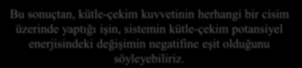 ) m kütleli cismin, h i konumundan h s konumuna hareket ettiğinde yerin cisme uyguladığı kuvvetin yaptığı