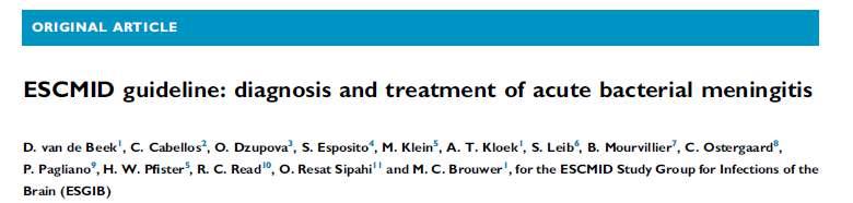 Clin Microbiol Infect 2016; -: 1.e1 1.e26 Standart tedavi Alternatif Penisilin duyarlı MIC<0.1 µg/ml Penn dirençli MIC > 0.1µg/ml 3. kuşak sefalosp duyarlı MIC<2µg/ml Pen dirençli MIC > 0.1 3.