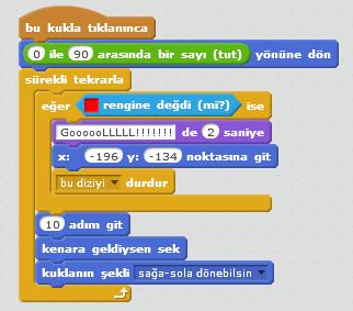 7. Adım : Buraya kadar yazdığımız kodları çalışstırdığımızda ; topa