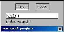 11. Şekil 4 deki gerilim bölücüye devresine geri dönün. 12. Sensitivity Analysis modu seçin ve şekil 7 deki diolag kutusunu açın. Bu kısma VCE(Q1) yazın. Şekil 7: Duyarlılık analizi diyalog box ı 13.